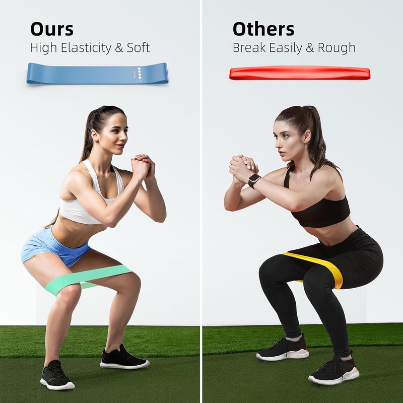 RenoJ Resistance Bands for Working Out, 5-Pack Elastic Loop Exercise Bands for Strength Training Stretching, Home Gym Equipment for Pilates Yoga Physical Therapy, Leg Glute Arm Workout Kit for Women Men - Image 5